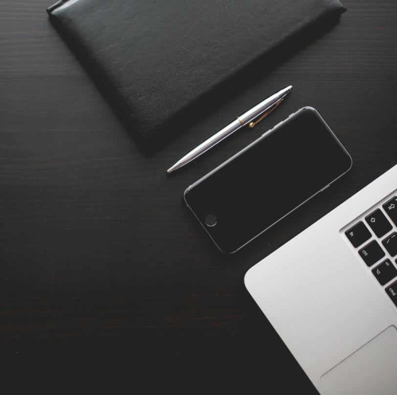 Desk with phone and pen Desk with phone and pen